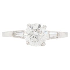 1.04 Carat Diamond and Platinum Three Stone Engagement Ring