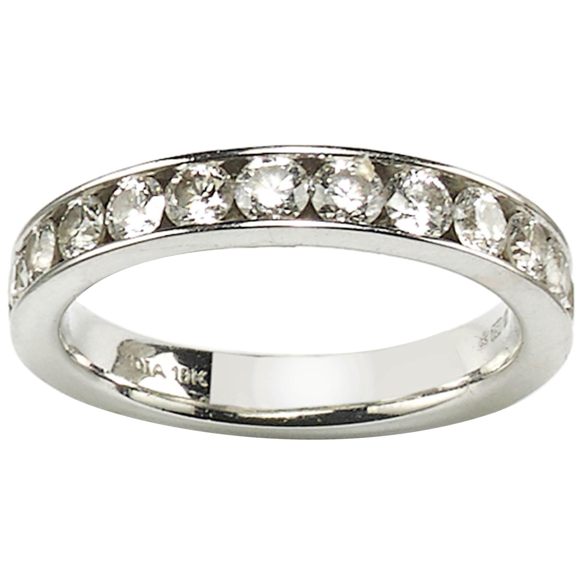 1.04 Carat Diamond and White Gold Half Eternity Ring For Sale
