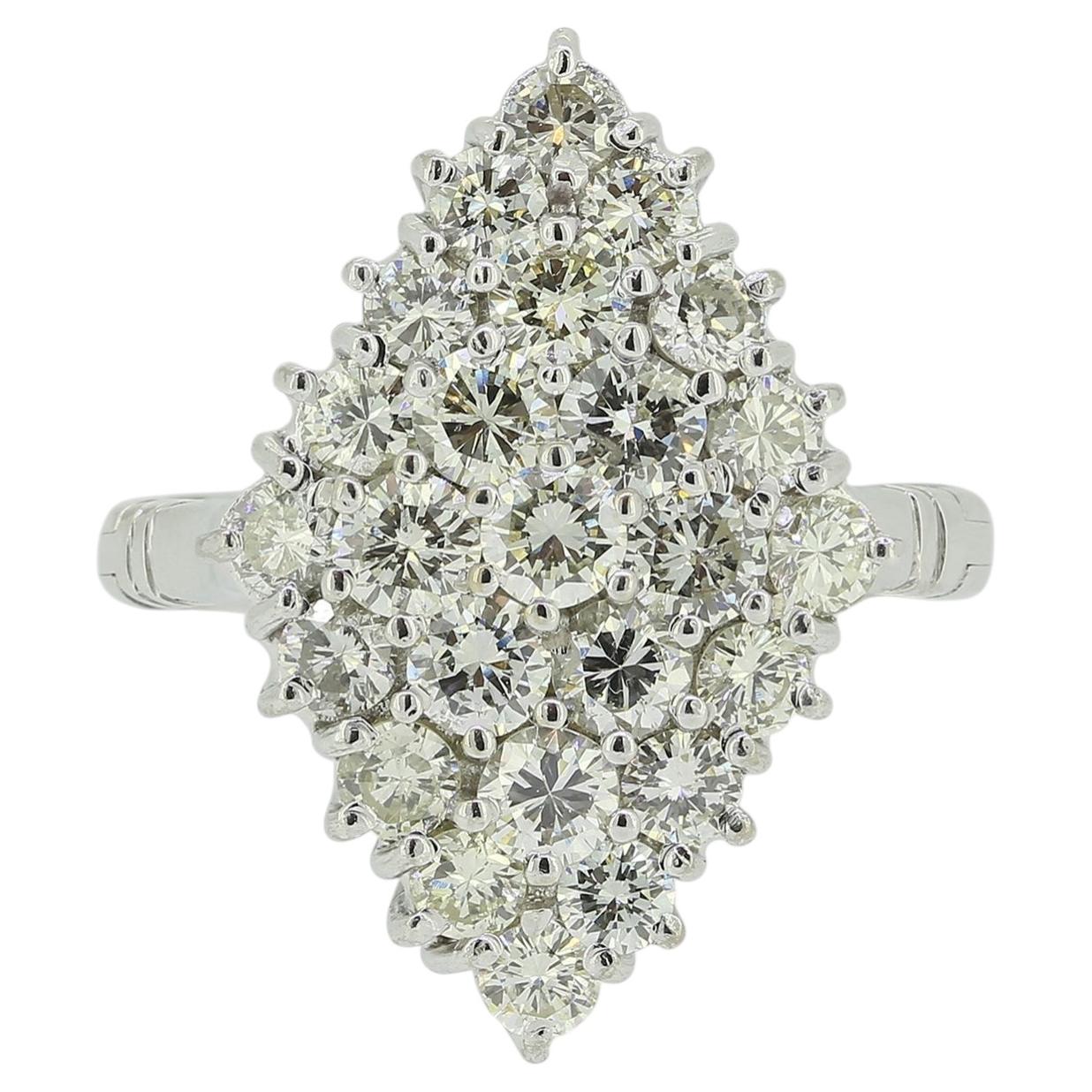 Bague réglable à grappes de diamants de 1,04 carat en vente