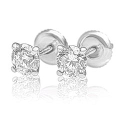 $1 NO RESERVE! - 1.04cttw VVS-VS Stud Diamond Earrings, 14K White Gold