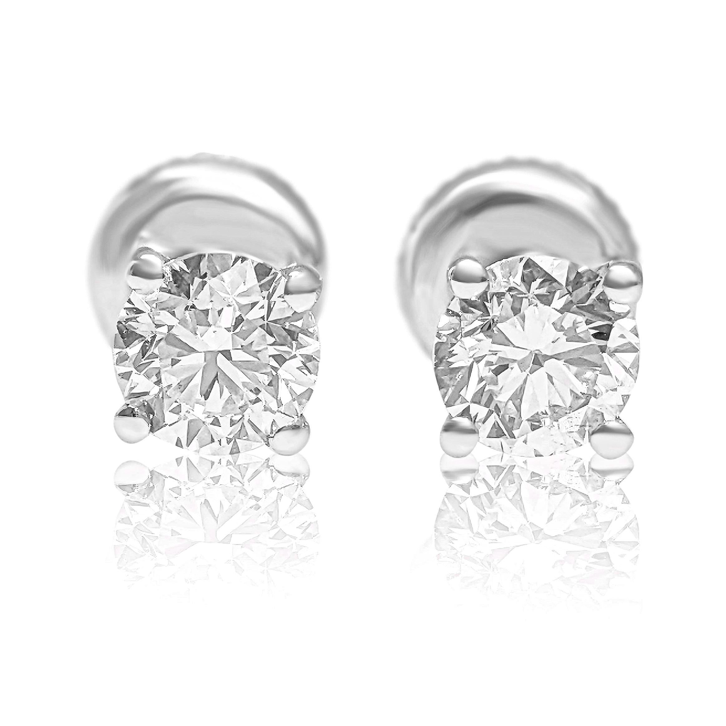 Round Cut $1 NO RESERVE! - 1.04cttw VVS-VS Stud Diamond Earrings, 14K White Gold