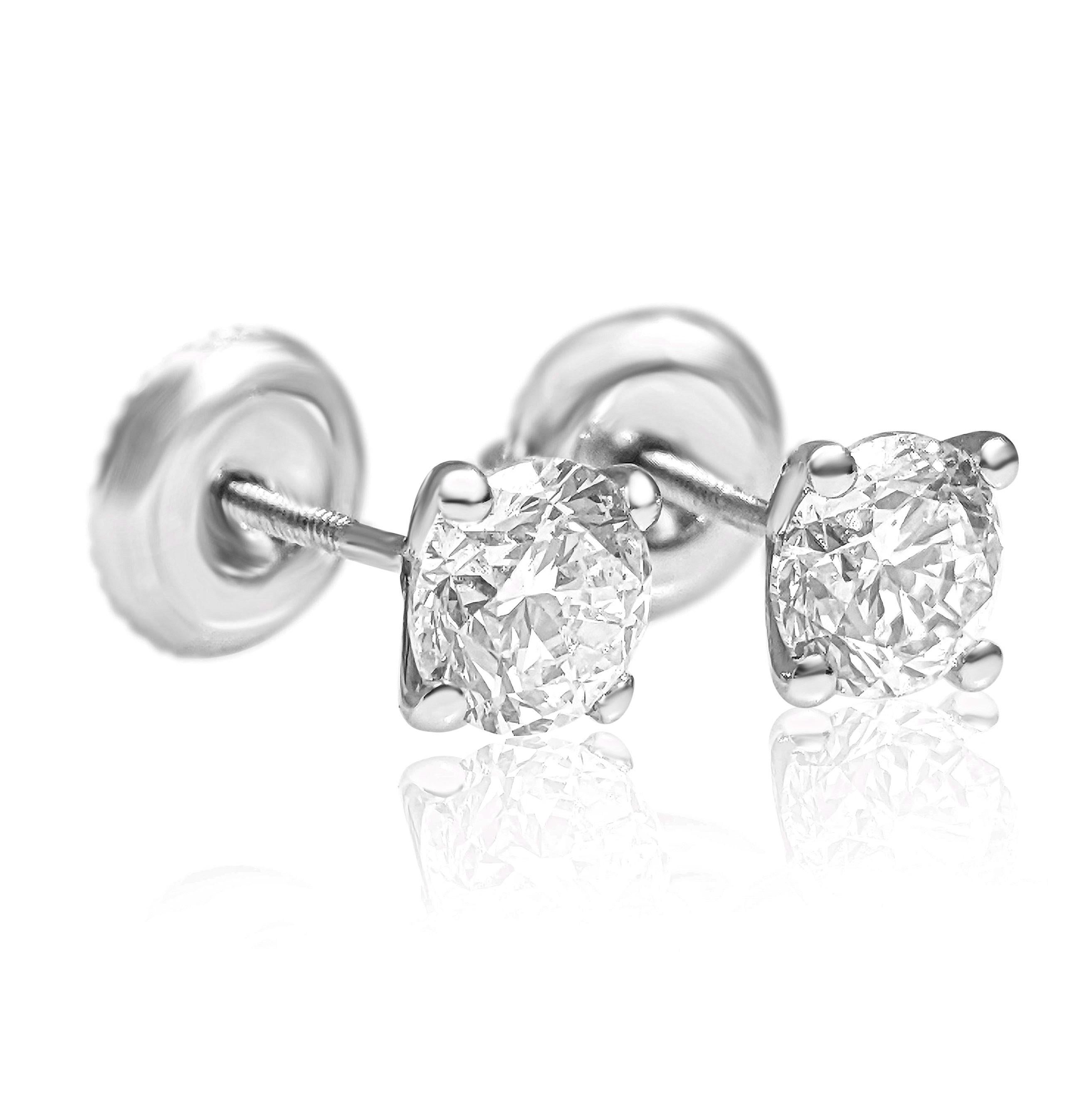 Women's $1 NO RESERVE! - 1.04cttw VVS-VS Stud Diamond Earrings, 14K White Gold