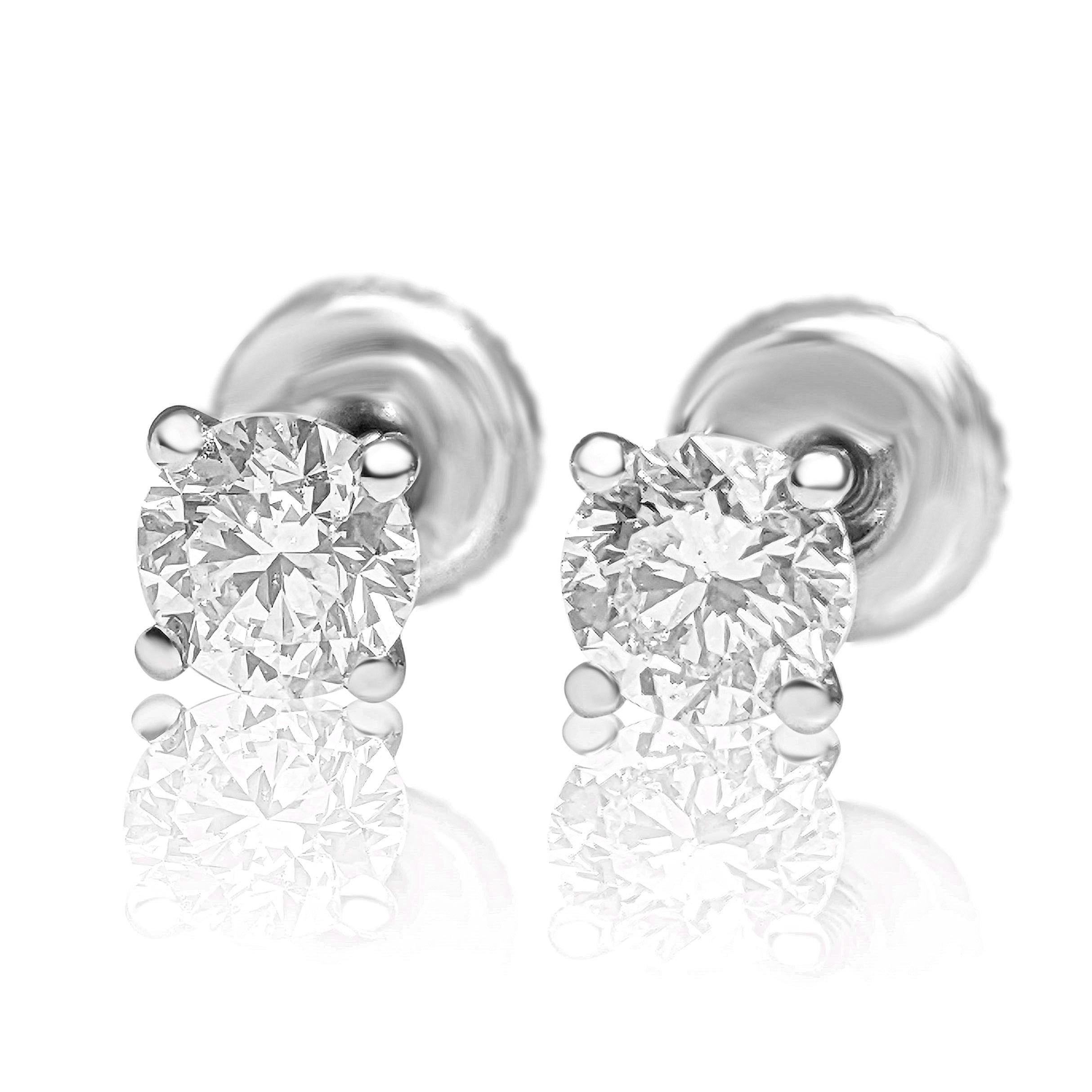 $1 NO RESERVE! - 1.04cttw VVS-VS Stud Diamond Earrings, 14K White Gold 1