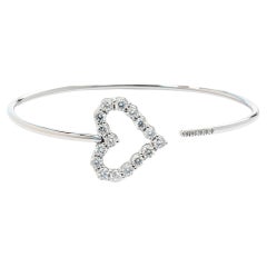 1.04 Carat E - F Color VS Clarity Diamond Open Heart 18k White Gold Bracelet