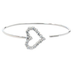 1.04 Carat E - F Color VS Clarity Diamond Open Heart 18k White Gold Bracelet 