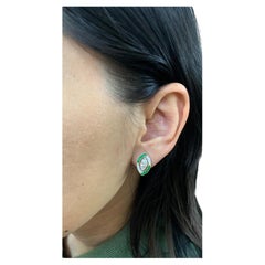 1.04 Carat Emerald and Diamond Earrings in 18 Karat White Gold