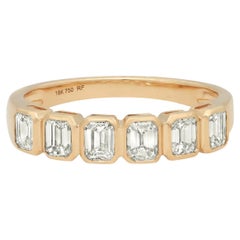 1,04 Karat Smaragd Lünette Diamant Ring 18K Gelbgold 