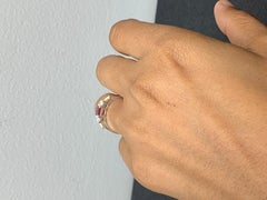 1.04 Carat Emerald Cut Ruby and Diamond 5 Stone Ring in 14K White Gold