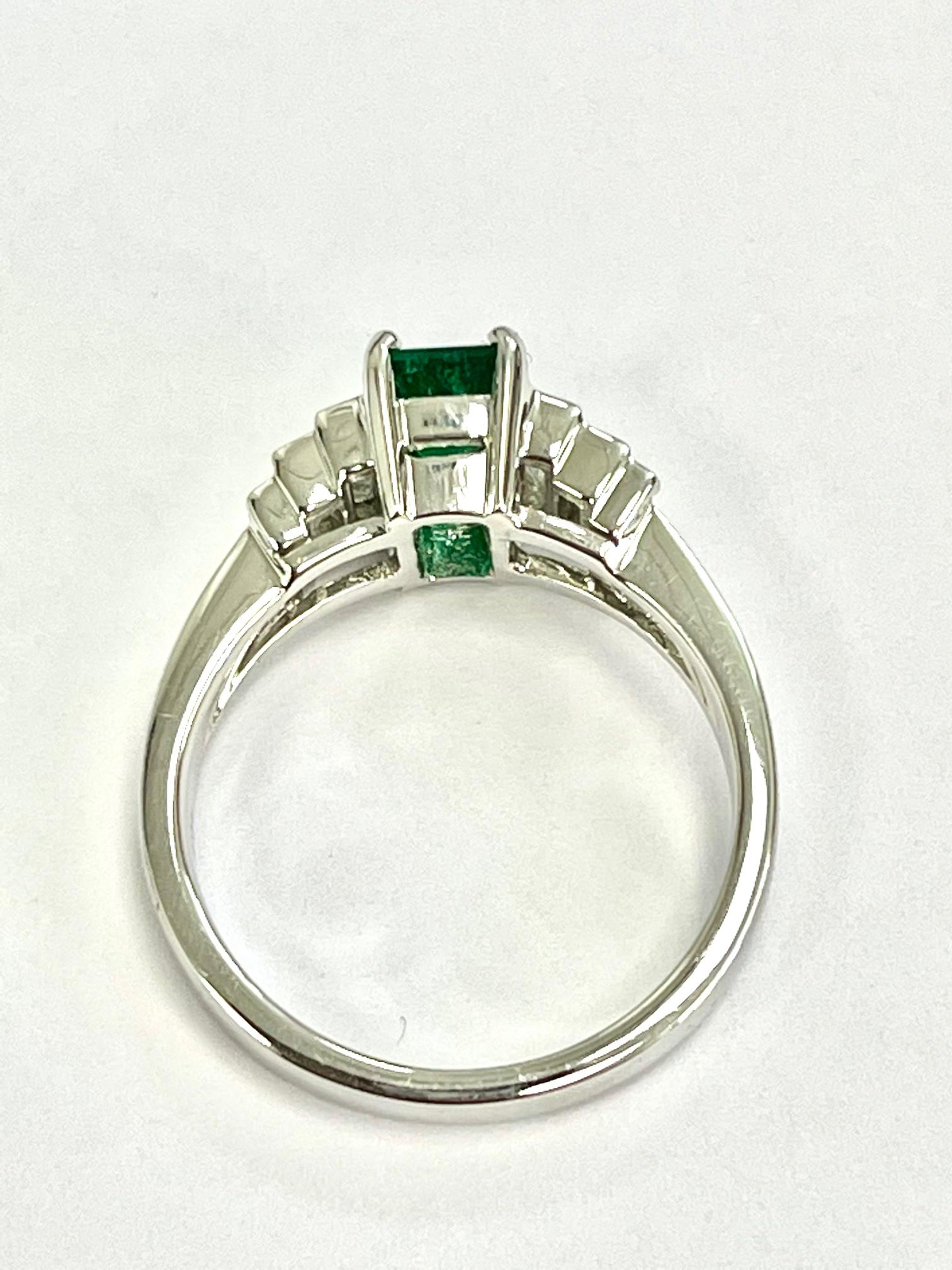 Emerald Cut 1.04 Carat Emerald Diamond Cocktail Ring For Sale