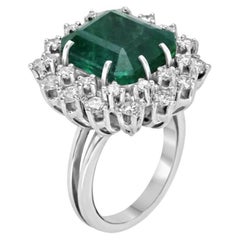 10.4 Carat Emerald Halo Diamond Ring 14K White Gold