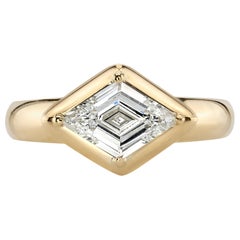 1.04 Carat GIA Certified Lozenge Cut Diamond Set in an 18 Karat Yellow Gold Ring