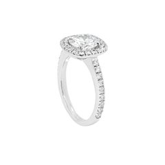 1.04 Carat H SI1 Diamond 18 Carat White Gold Halo Engagement Ring