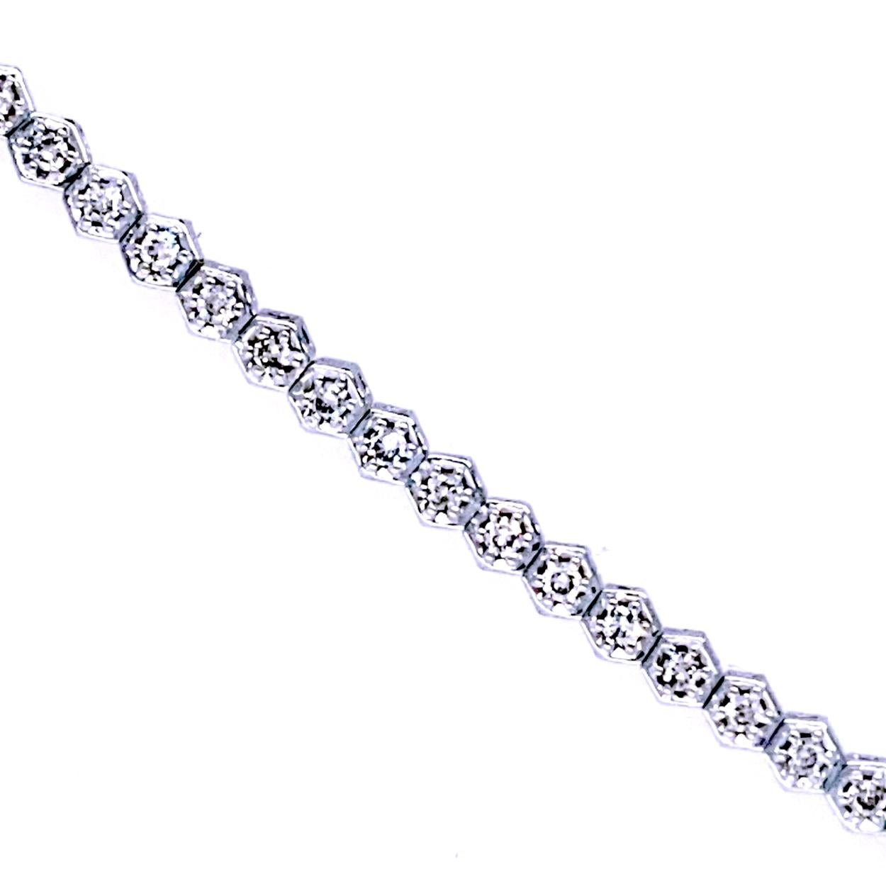 Round Cut 1.04 Carat Illusion Set Round Diamond Gold Tennis Bracelet