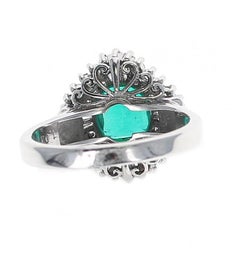 1.04 Carat Natural Emerald Step-Cut Emerald Ring with 0.54 Carat of Diamonds