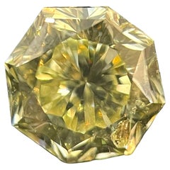 1,04 Quilate Octagonal Brillante Gia Certificado Fancy Gris Verdoso Amarillo I1 Cl