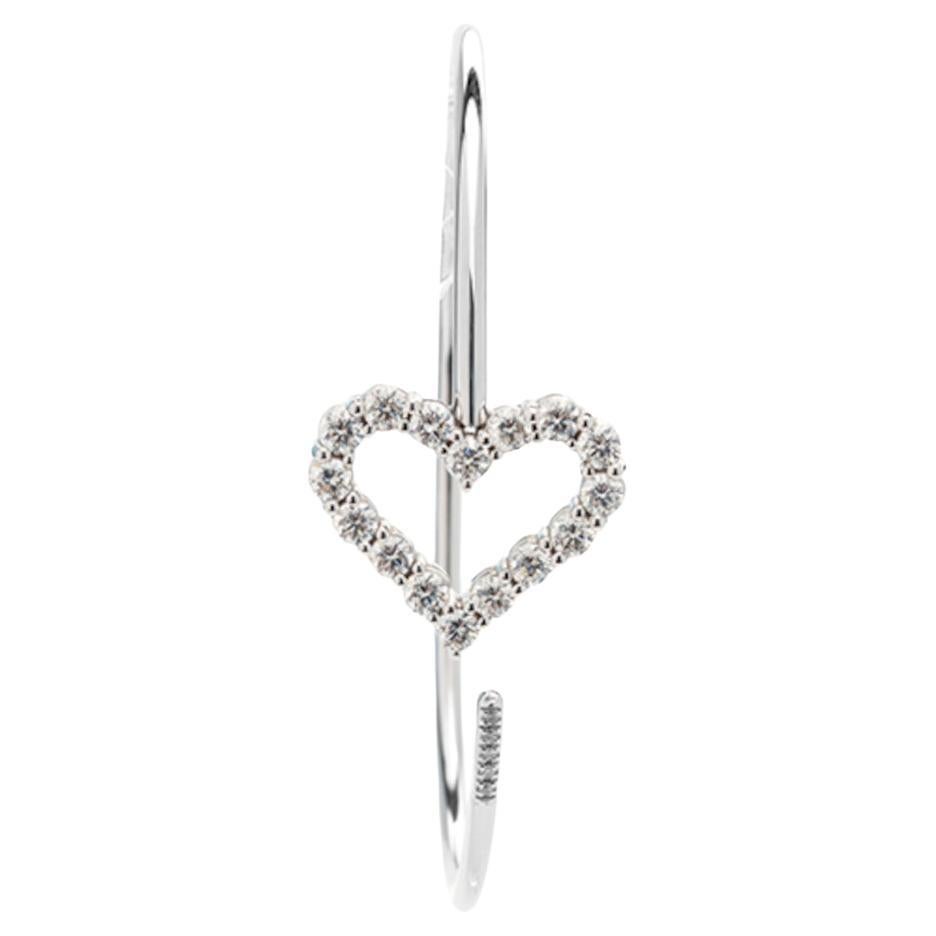 Pulsera de oro blanco de 18 quilates con diamantes brillantes redondos y corazón abierto de 1,04 quilates en venta