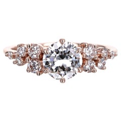 1,04 Karat Runder Brillant Diamant Blumen Verlobungsring aus 14K Rose Gold