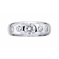 1.04 Carat Round Diamond Platinum Gypsy Style Band Ring
