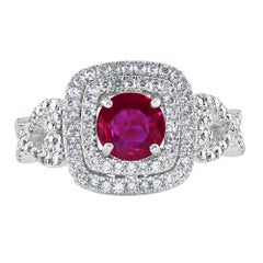 1.04 Carat Ruby and Diamond White Gold Cocktail Ring 1.04 Carat Ruby and Diamond White Gold Cocktail Ring