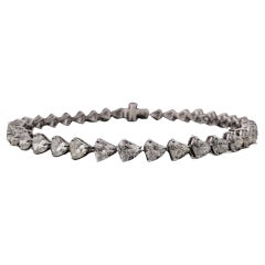 10.4 Carat SI Clarity HI Color Heart Diamond Tennis Bracelet 18 Karat White Gold