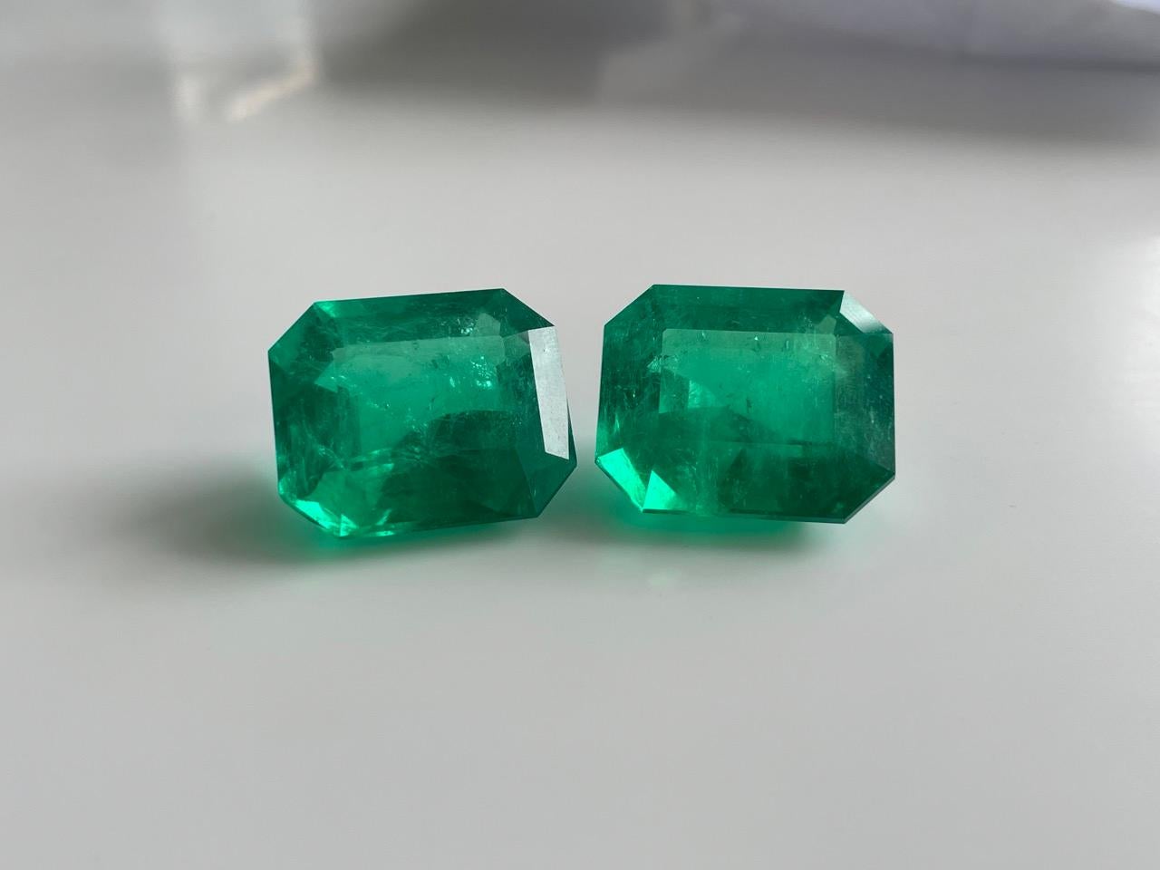 Paire de taille octogonale colombienne 104 carats en vente 5