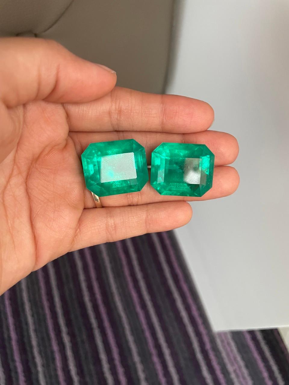 Paire de taille octogonale colombienne 104 carats en vente 7