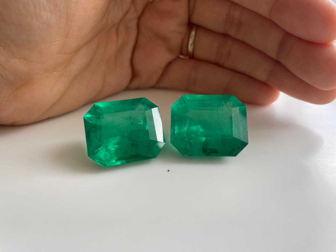 Paire de taille octogonale colombienne 104 carats en vente 1