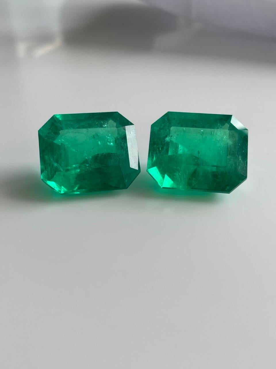 Paire de taille octogonale colombienne 104 carats en vente 4