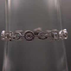 1.04 carats fine diamonds in geometric shaped links/ 14k White Gold Bracelet
