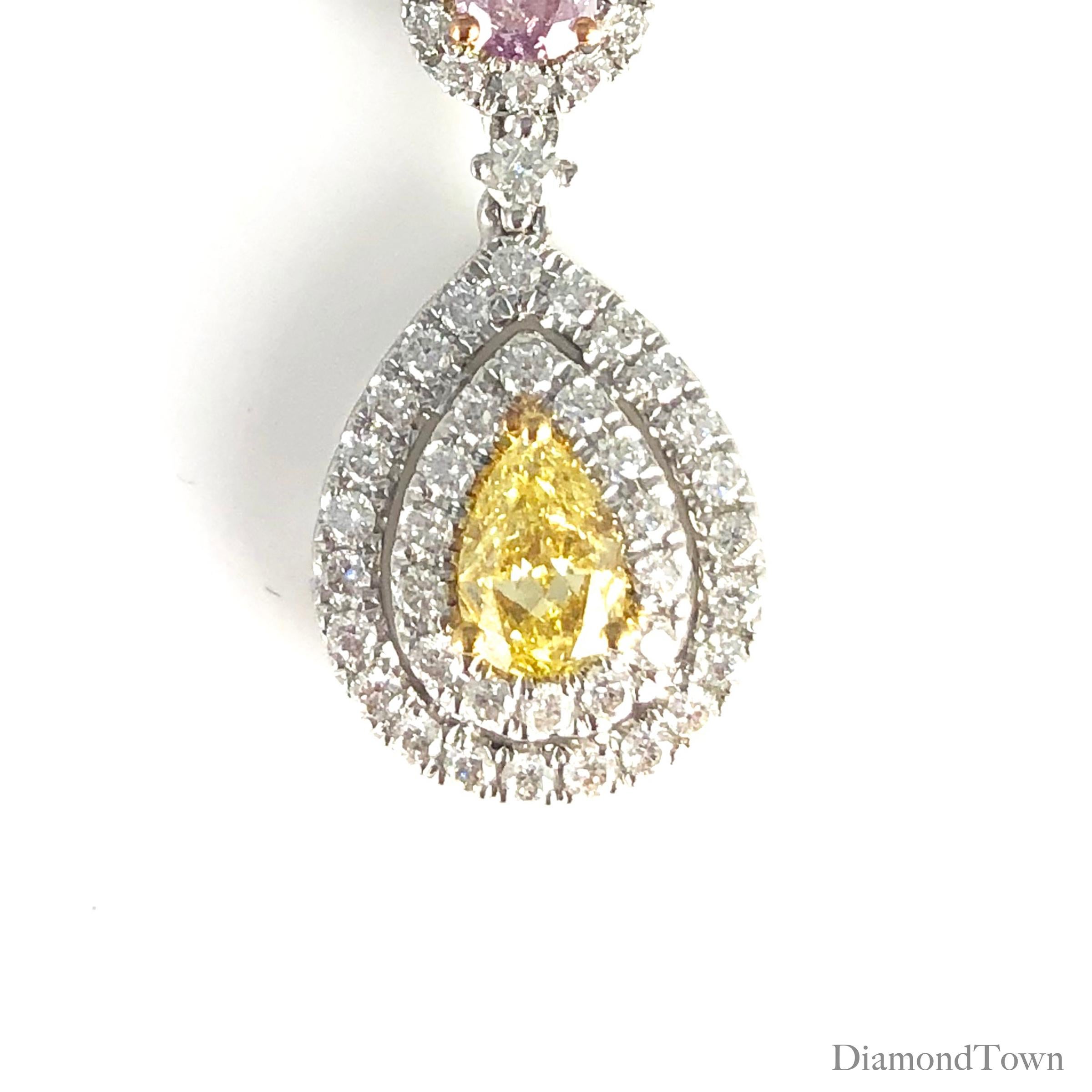 Contemporary 1.04 Carats GIA Certified Fancy Diamond Pear Shape Pendant