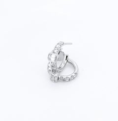 1.04 Carats natural Diamonds Round Hoop Emerald cut Earrings in 18k White Gold