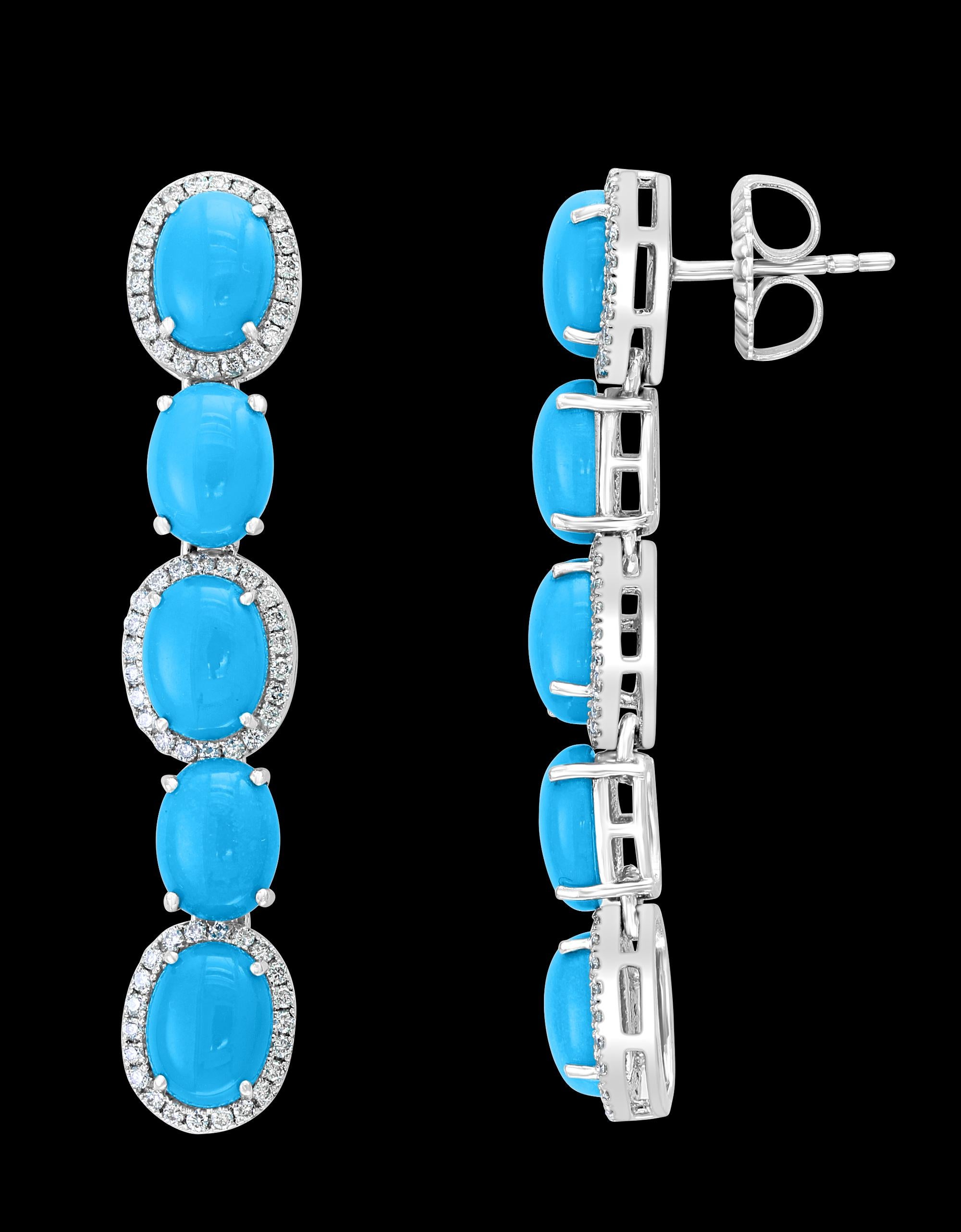 104 Carats Sleeping Beauty Turquoise Necklace & Earring Set, Bridal, 18 K Gold.
Natural Sleeping Beauty Turquoise which is very hard to find now.
Necklace , Earrings 
Diamonds 3.8 Carats
Gold: 18 carat White Gold 62 Grams

All our jewelry comes with