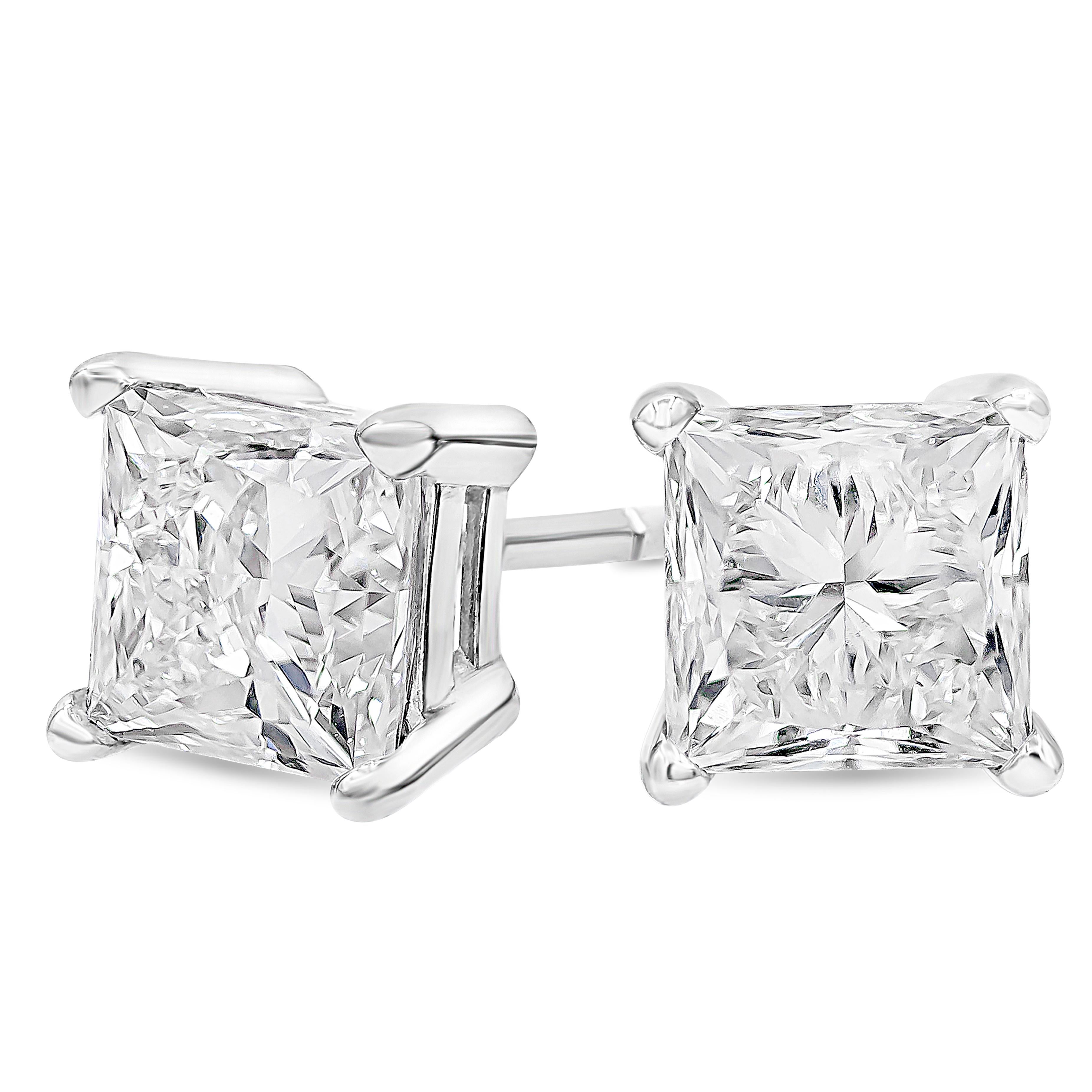 A stunning and simple stud earrings showcasing 1.04 carats total princess cut diamonds, H Color and VS1 in Clarity. Set in a timeless four prong setting, Made in 18K White Gold.

Roman Malakov is a custom house, specializing in creating anything you