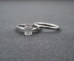 1.04 ct GIA Certified Emerald-Cut Diamond Engagement Set