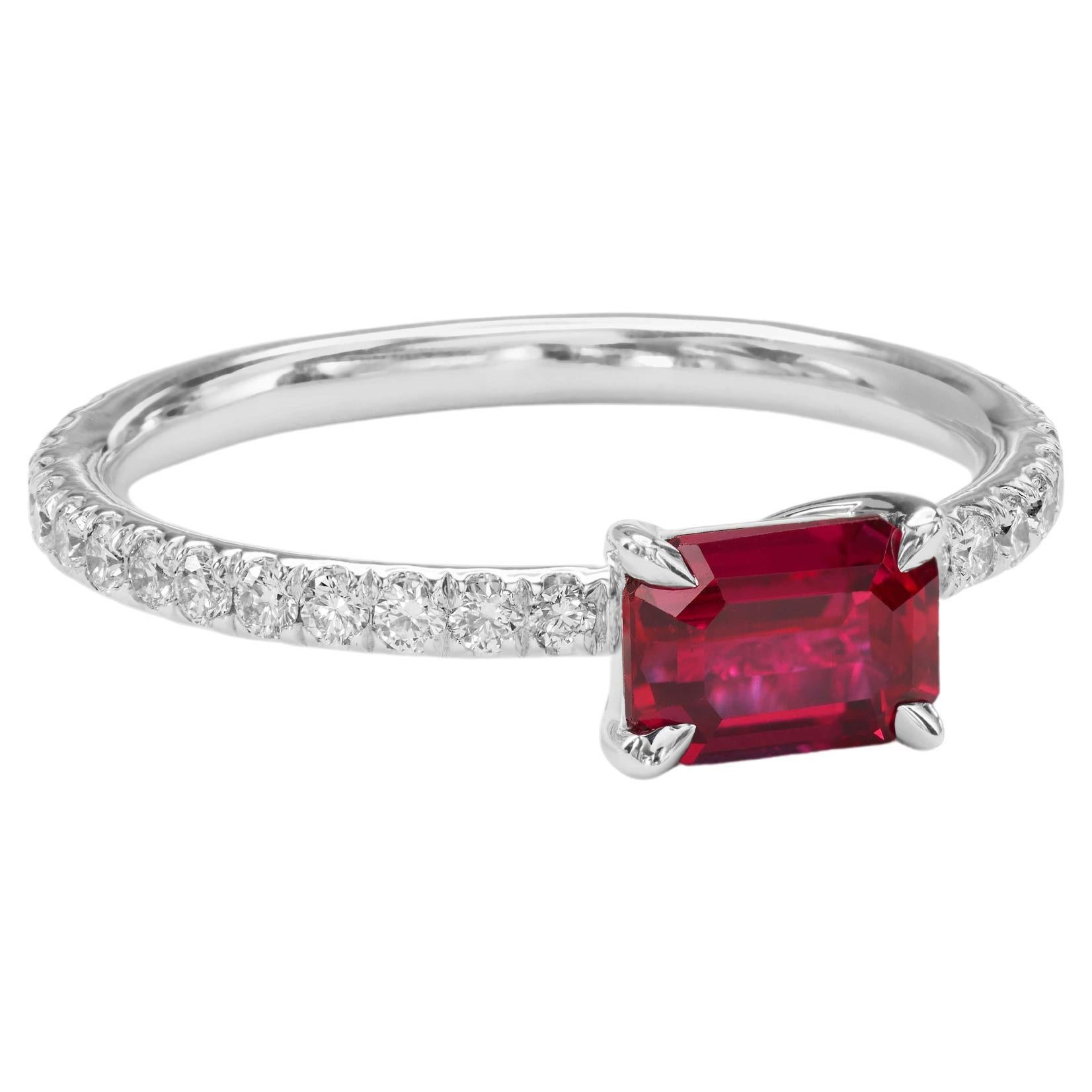 1 carat Untreated Red Ruby Ring For Sale