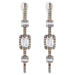 Orecchini a cerchio con zaffiro naturale e diamante da 1,04 carati in oro bianco 18 carati