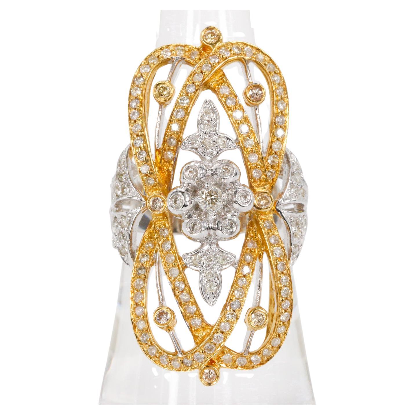 1.04 CTW Diamond Statement Ring in 18k Two-Tone Gold