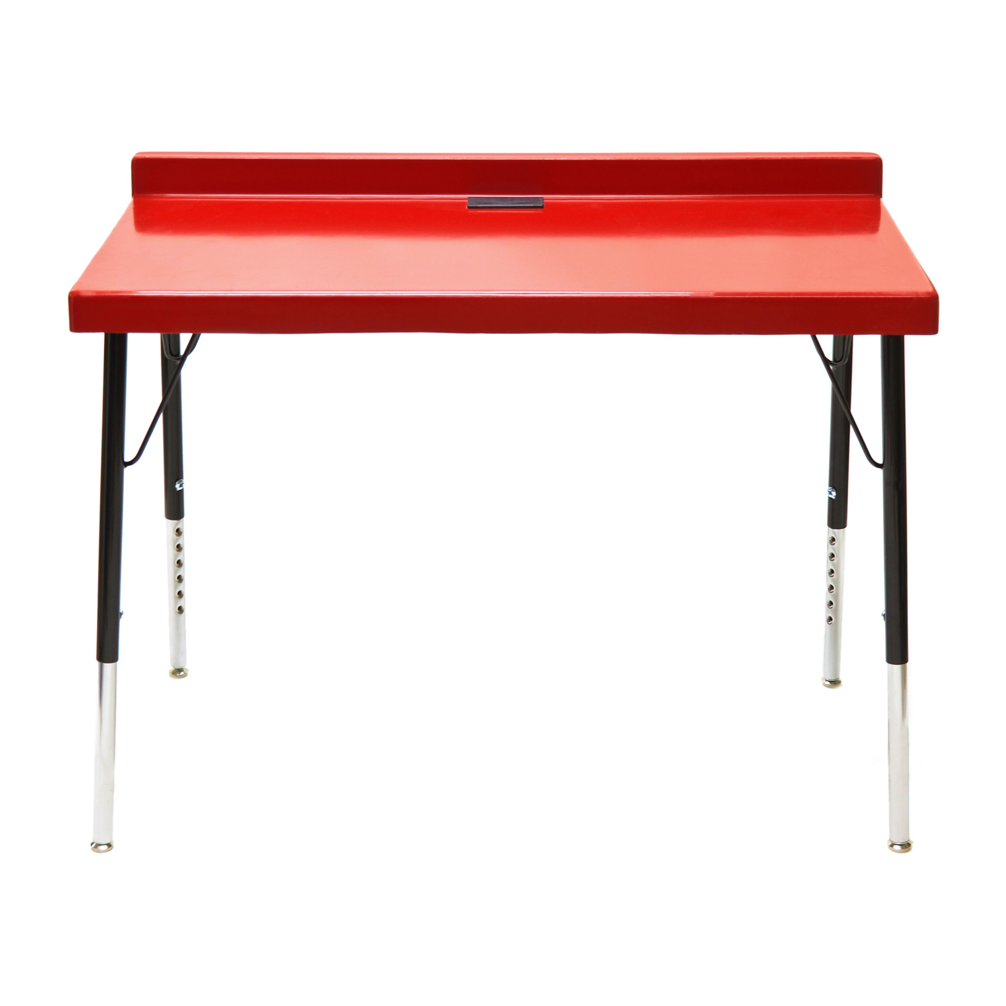 Mid-Century Modern 104 Desk in Fiberglass with Powder Coated Steel Legs and Grommet