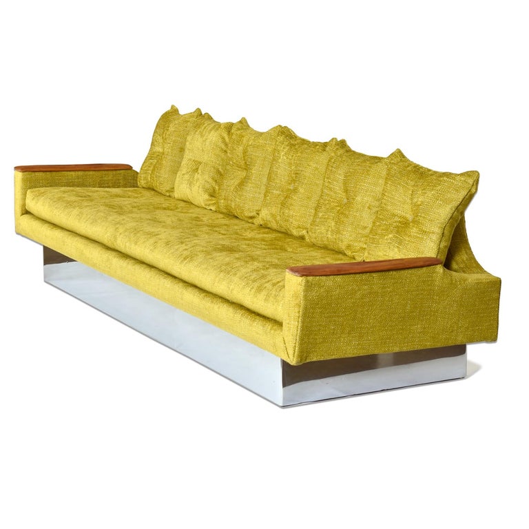 Restored CustomMade Pearsall Style Gondola Sofa Couch on Mirrored Base