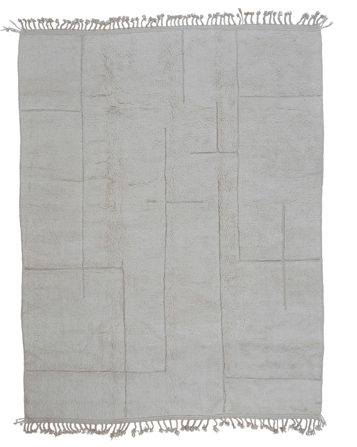 10’4” x 13’6 1/2” Esprit Ivory Handmade Moroccan Wool Beni Ouarain Rug