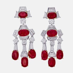 Pendientes de rubí y diamantes sin calor de Birmania de 10,40 quilates en oro blanco de 18 quilates