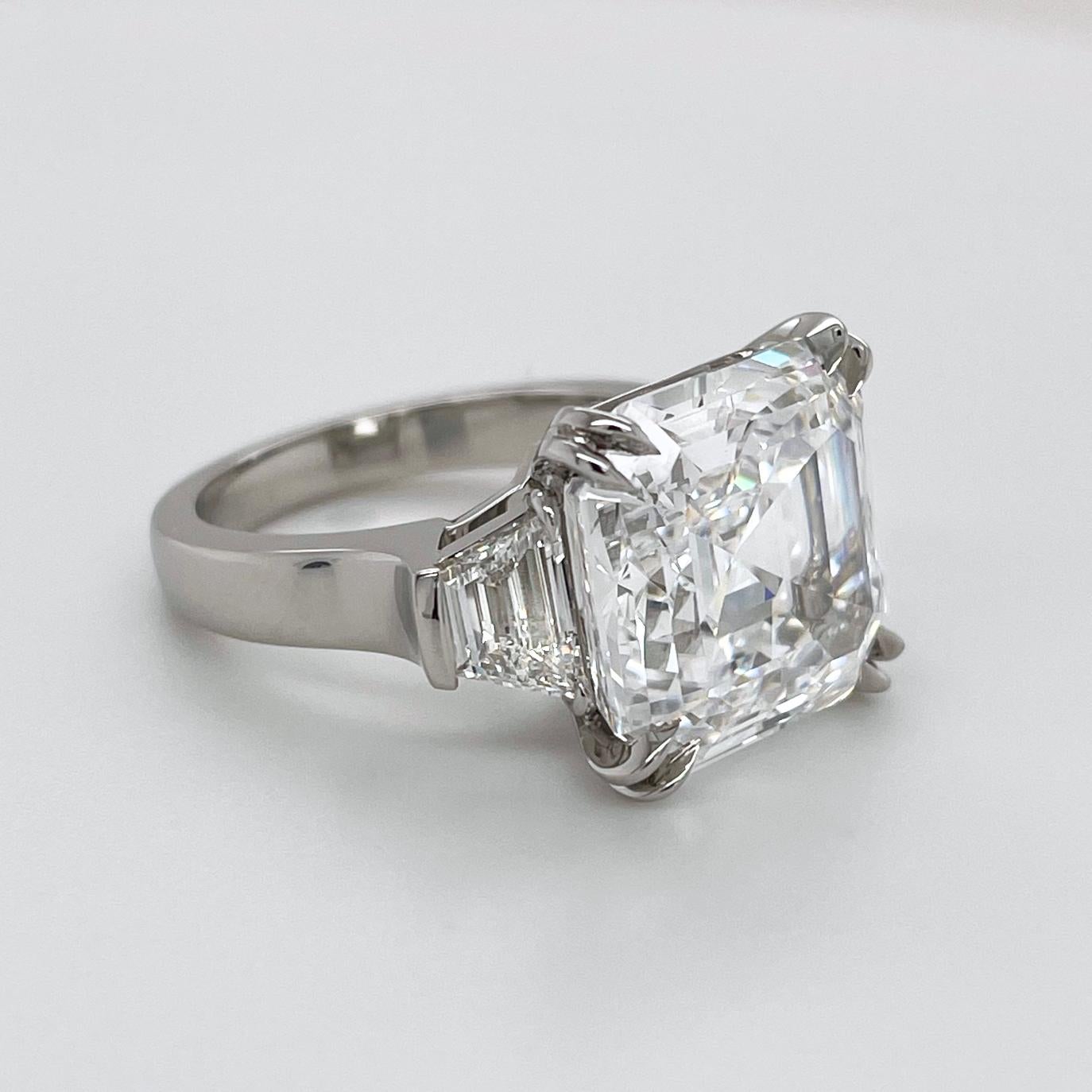 Contemporary 10.40 Carat D Flawless Square Emerald Cut Diamond Ring GIA Certified For Sale