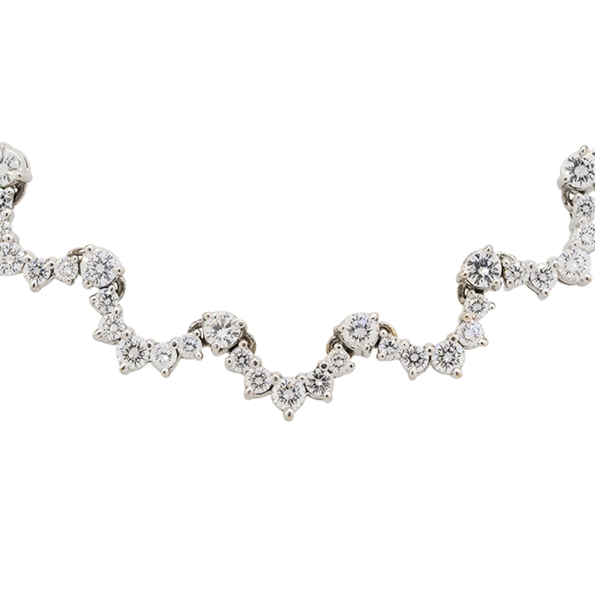 Material: 14k White gold 
Diamond Details: Approx. 10.40ctw of round cut Diamonds. Diamonds are G/H in color and VS in clarity
Measurements: Necklace measures 16