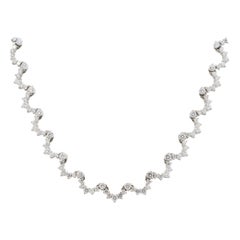 10.40 Carat Diamond Scalloped Necklace 14 Karat in Stock