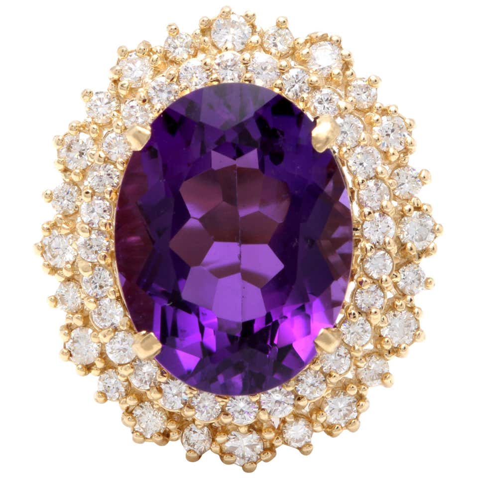 Impressive Rings 3.48 Carat Impressive Natural Citrine and Diamond 14 Karat Yellow Gold ...