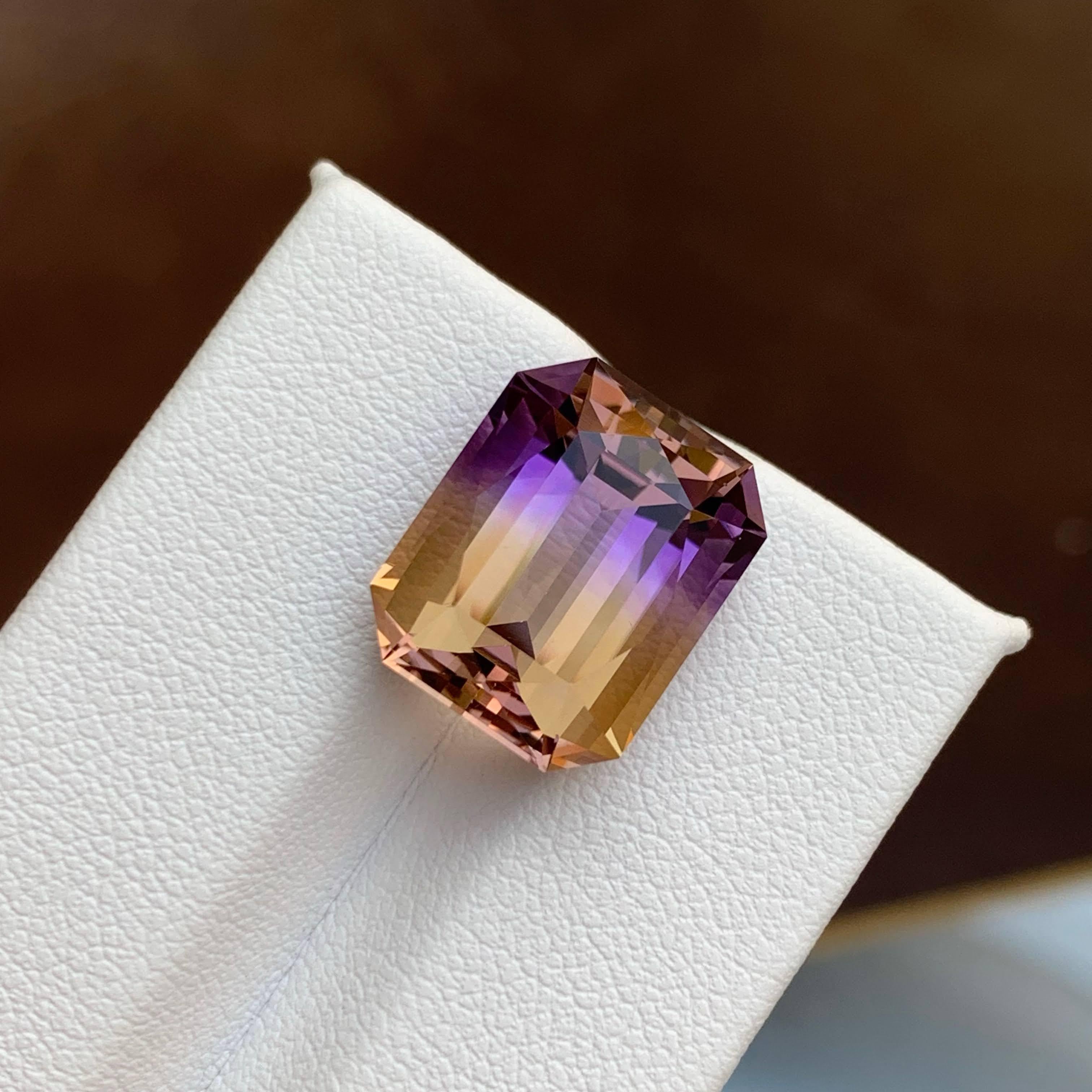10.40 Carat Natural Loose Beautiful Ametrine Stone Emerald Cut Bolivia Gemstone For Sale 5