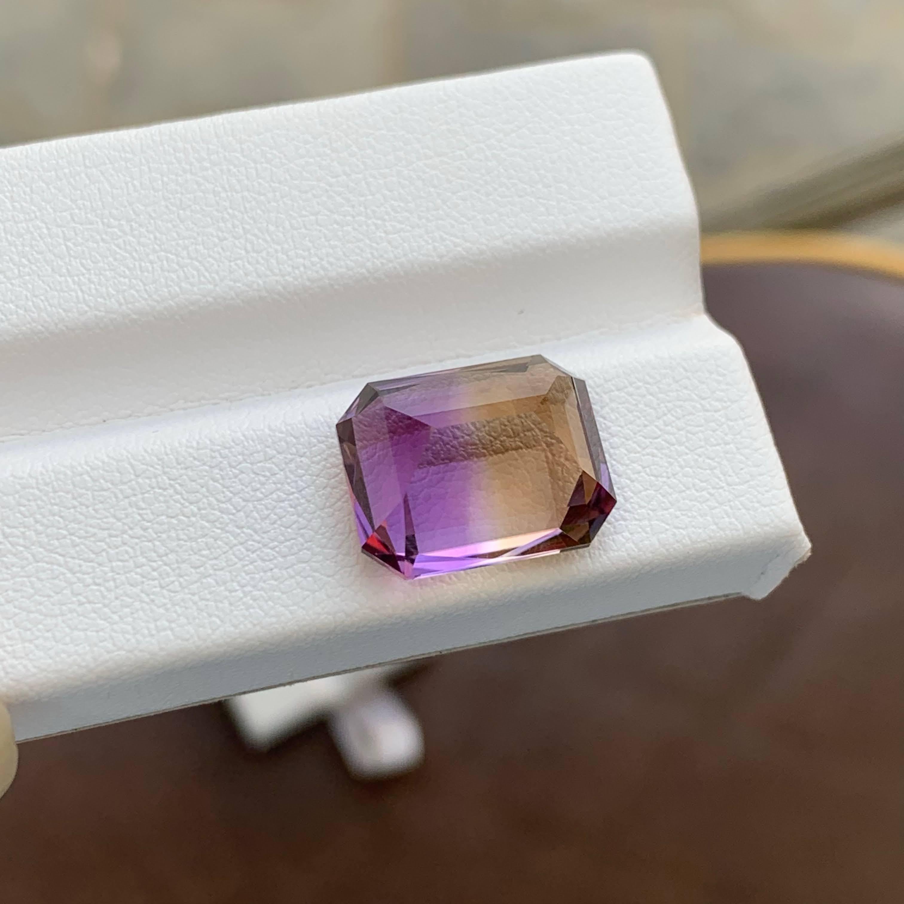 Modern 10.40 Carat Natural Loose Beautiful Ametrine Stone Emerald Cut Bolivia Gemstone For Sale