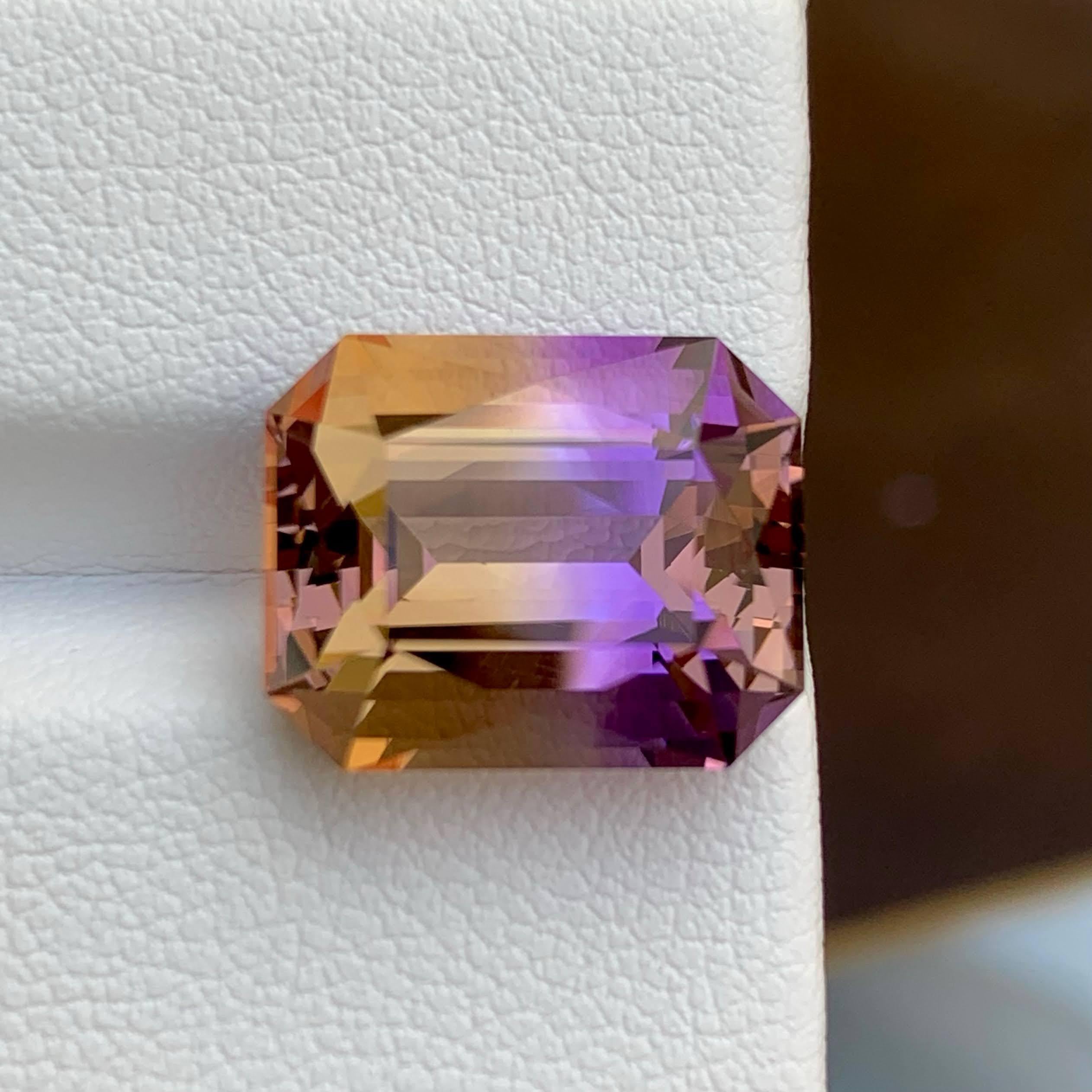10.40 Carat Natural Loose Beautiful Ametrine Stone Emerald Cut Bolivia Gemstone In New Condition For Sale In Bangkok, TH