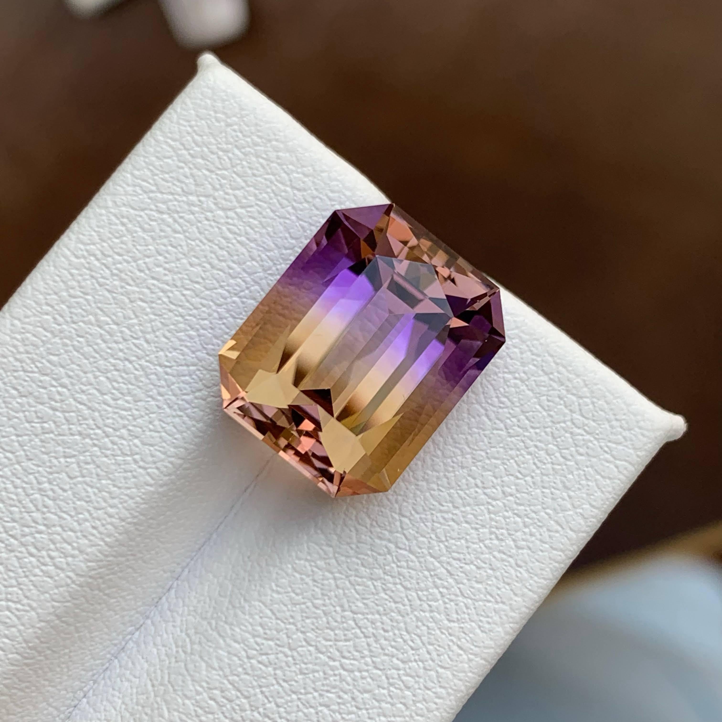 10.40 Carat Natural Loose Beautiful Ametrine Stone Emerald Cut Bolivia Gemstone For Sale 1