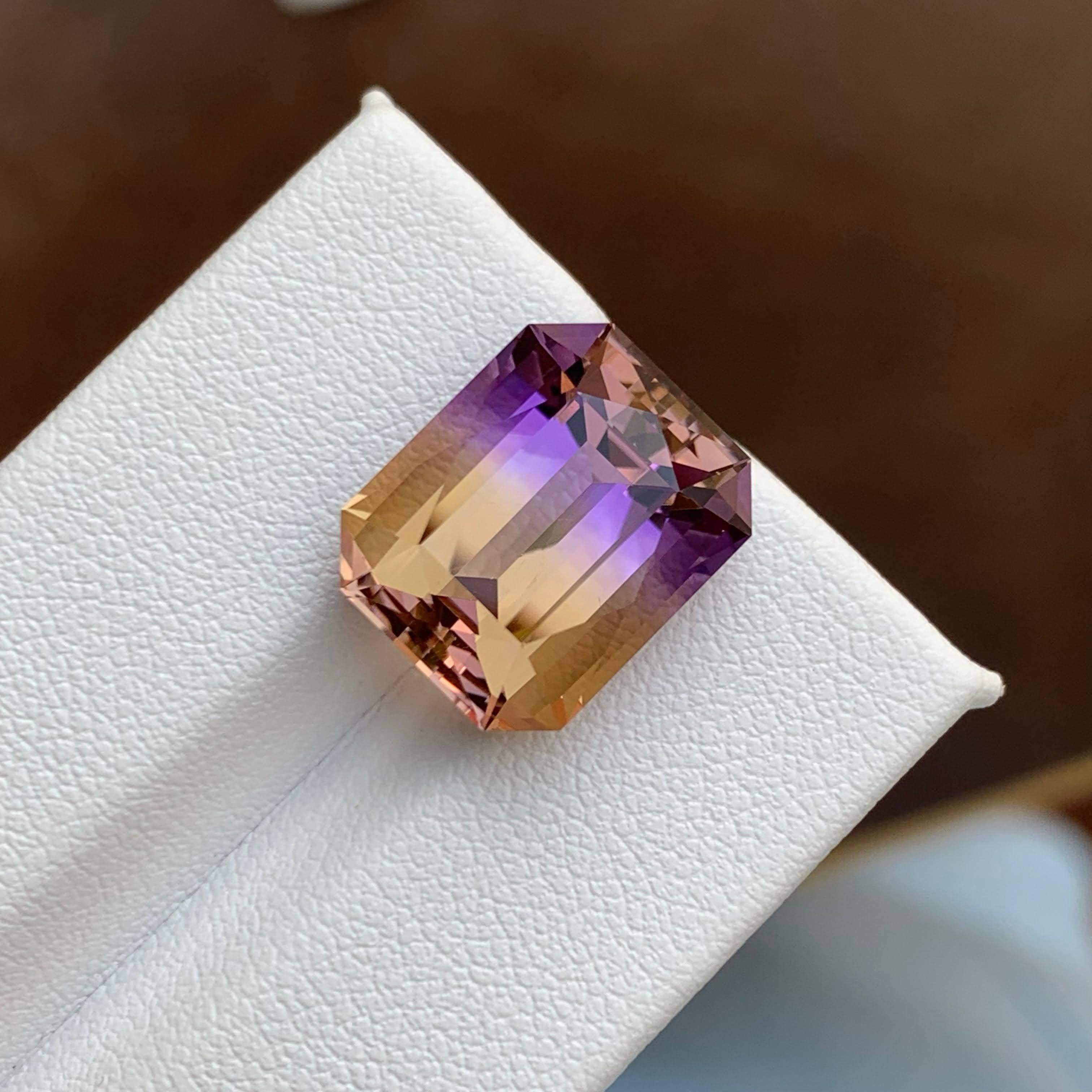 10.40 Carat Natural Loose Beautiful Ametrine Stone Emerald Cut Bolivia Gemstone For Sale 2